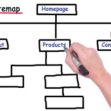 정보형 웹사이트의 구조와 신뢰 요소를 설명하는 개념 이미지